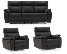 Positano recliner sofa set 3RR+ 1R+ 1R -Black