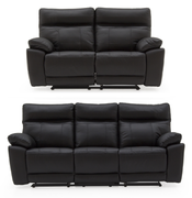 Positano leather 3 R + 2 R- recliner Black sofa set