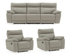 Positano leather 3R + 1R+ 1R -recliner Light Grey sofa set