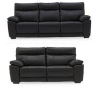 Positano leather  3 + 2-fixed Black sofa set