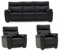 Positano fixed 3 + 1+ 1 -Black leather sofa set