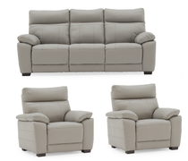 Positano leather 3 + 1+ 1 -Light Grey fixed sofa set