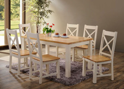 Rochester 5' Dining Set-Cream Table + 6 chairs