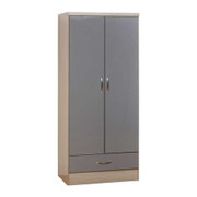 Nevada 2 Door 1 Drawer Wardrobe-Grey