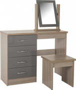 Nevada 4 Drawer Dressing  Table Set-Grey