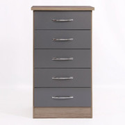Nevada 5 Drawer Narrow Chest-Grey