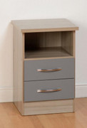 Nevada 2 Drawer Bedside-Grey