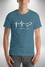 Faith Hope Love heartbeat—dark T-Shirt