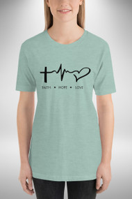 Faith Hope Love heartbeat—light T-Shirt