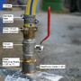 Discharge Hose Kit showing connection to the SteelPump - components annotated.