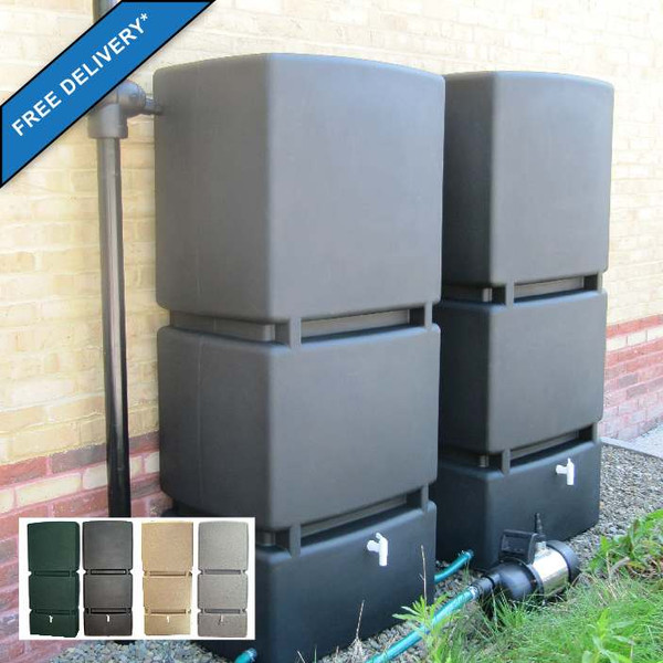 1600L Modular Rainwater Storage Tank System with Pump and Free Delivery - showing colour options (Green colour no longer available).