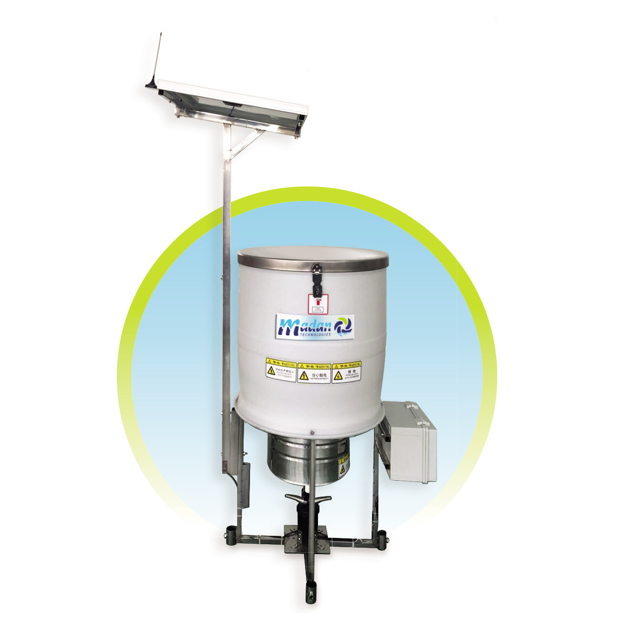 Alimentador solar automático por radio frecuencia RF 100kg HDPE Maof Madan