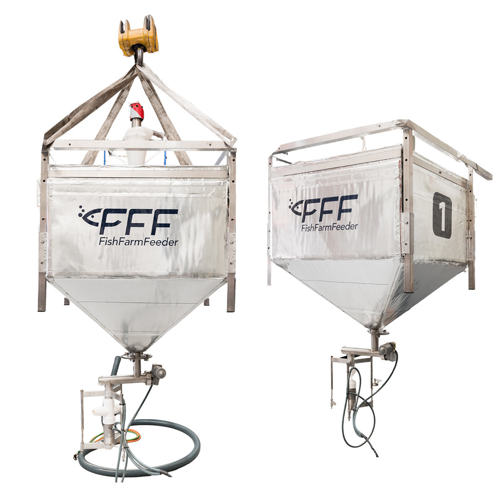 Alimentador solar automático de acero inoxidable para jaula flotante FFF