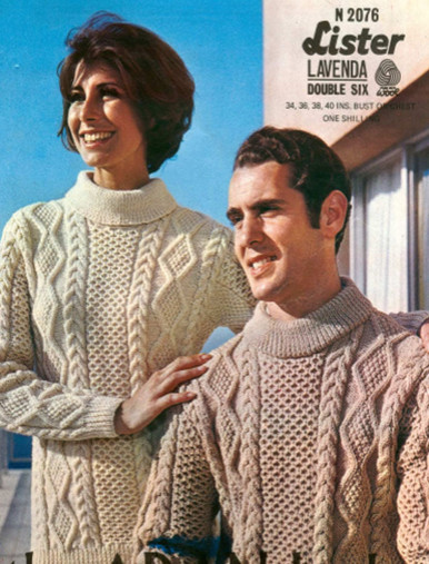 Vintage Aran His and Hers Large Collar Sweaters