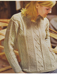 Vintage Ladies Diamond Aran Sweater