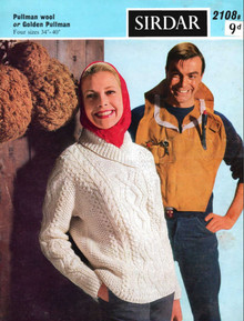 Ladies Vintage Aran Shawl Neck Pullover