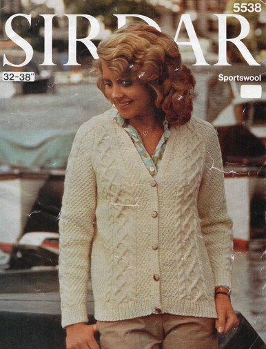 Vintage Ladies Aran Diamond Cardigan
