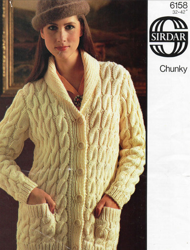Vintage Ladies Chunky Cardigan with Pockets