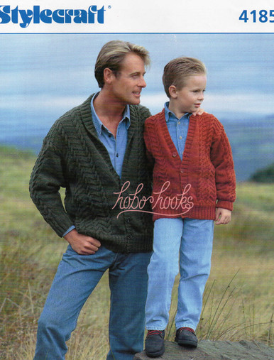 Vintage Father and Son Aran Cardigans
