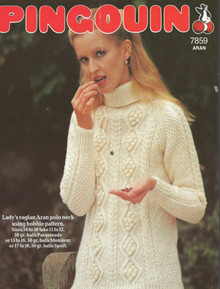 Vintage Ladies Aran Raglan Poloneck