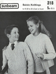 Vintage Childrens V-Neck and Roundneck Aran Sweater