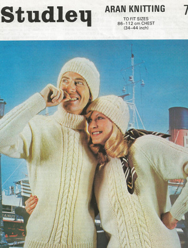 Vintage Unisex Polo Neck Aran Sweater