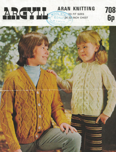 Vintage Childrens Button and Zip Aran Cardigans