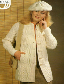 Women's Aran Coat & Beret Pattern 