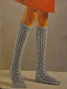 Vintage Aran Heelless Socks