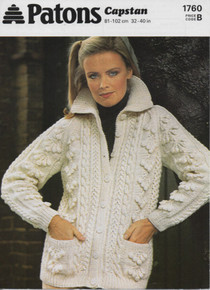 Vintage Ladies Button Down Aran Cardigan