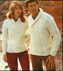 Vintage Shawl Neck Aran Sweater