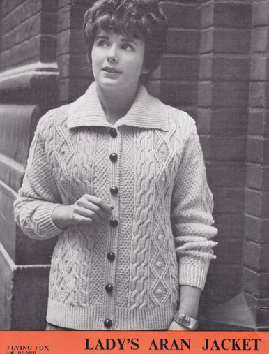 Ladies Vintage Aran Jacket with Buttons