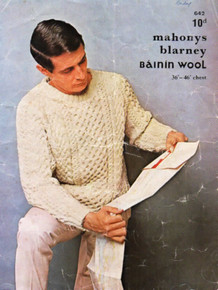 Vintage Men's Crew Neck Aran Sweater 