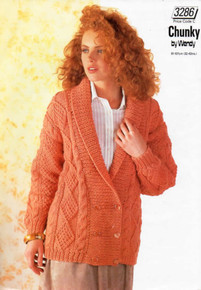 Vintage Shawl Neck Ladies Aran Cardigan 