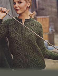 Ladies Vintage Aran Jacket with Button Detail