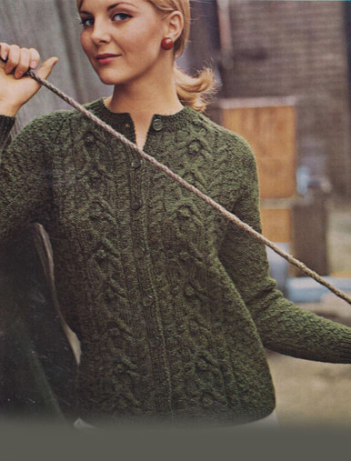 Ladies Vintage Aran Jacket with Button Detail