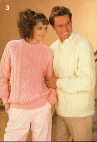 Vintage His and Her Cable Crew Neck Aran Sweater 