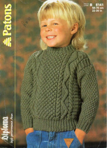 Vintage Kids Crew Neck Aran Sweater