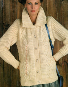 Vintage Ladies Diamond Aran Jacket