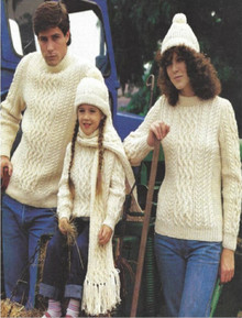 Vintage Family Aran Sweater, Hat and Scarf