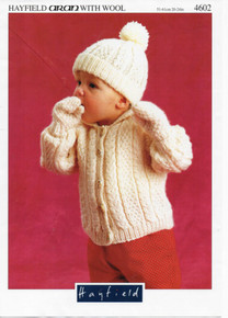Vintage Aran Baby Jacket , Hat and Mittens 