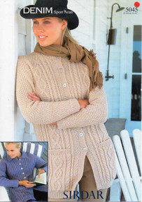 Vintage Ladies Aran Round Neck or Collar Jacket 