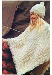 Vintage Children's Aran Poncho and Hat