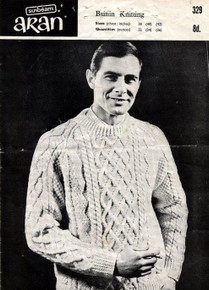Vintage Men's Crew Neck Diamond Aran Sweater 