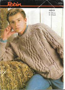 Vintage Men's Twisted Cable Aran Sweater