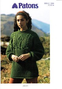 Vintage Aran Ladies Roll Neck Tunic Sweater