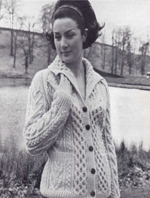 Ladies Vintage Honeycomb Aran Cardigan