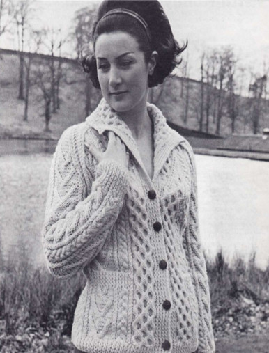 Ladies Vintage Honeycomb Aran Cardigan