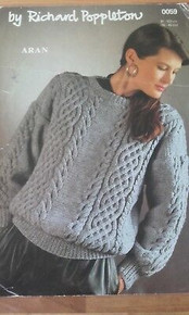 Vintage Paneled Cable Aran Sweater 