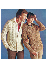 Vintage Unisex Aran Cardigan with Collar